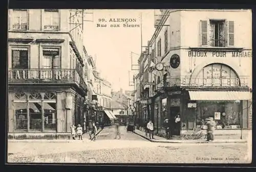 AK Alencon, Rue aux Sieurs, Strassenpartie