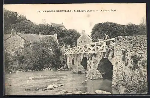 AK St-Céneri /Orne, Les Alpes Mancelles, Le Vieux Pont