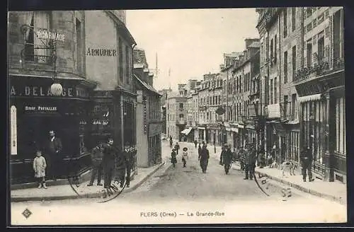 AK Flers /Orne, La Grande-Rue, Strassenpartie