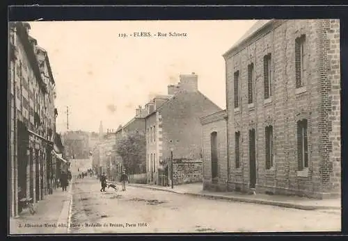 AK Flers, Rue Schnetz, Strassenpartie