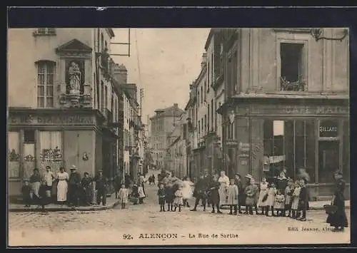 AK Alencon, La Rue de Sarthe, Strassenpartie