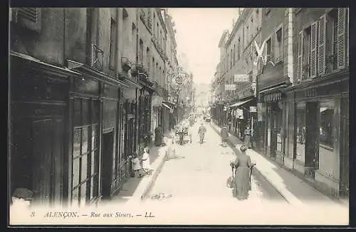 AK Alencon, Rue aux Sieurs, Strassenpartie