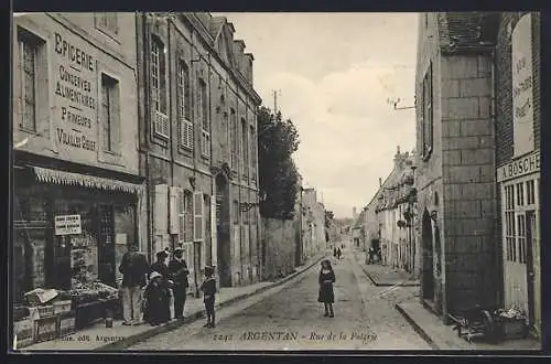 AK Argentan, Rue de la Poterie, Strassenpartie