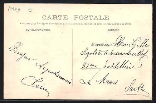 AK Argentan, Rue de la Chaussée, Strassenpartie mit Geschäften