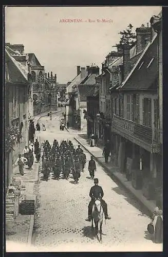 AK Argentan, Rue St-Martin, Strassenpartie