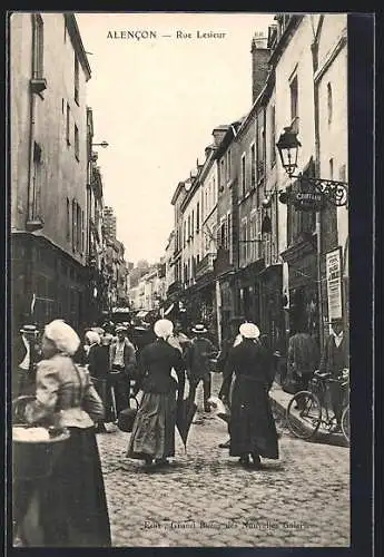 AK Alencon, Rue Lesieur, Strassenpartie