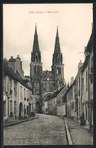 AK Sées /Orne, Rue Conté, Strassenpartie