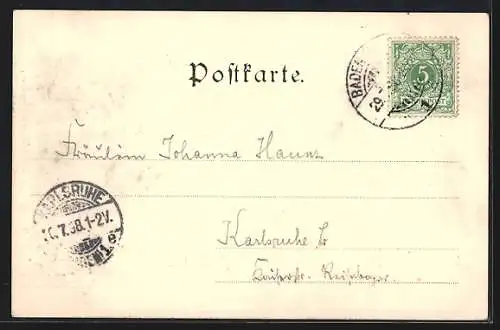 AK Baden-Baden, Wandbild im Gasthaus Alte Post