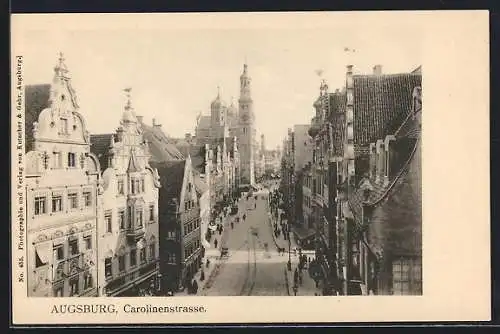 AK Augsburg, Blick über die Carolinenstrasse