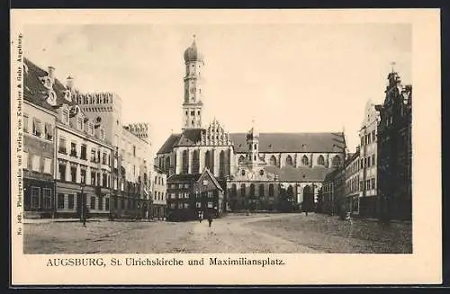 AK Augsburg, St. Ulrichskirche und Maximiliansplatz