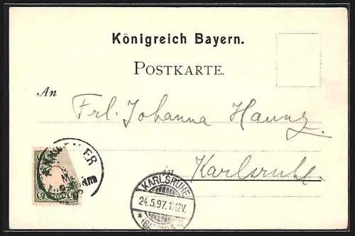 Lithographie Annweiler, Scharfeneck, Madenburg, Trifels, Ambos