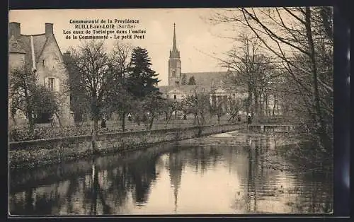 AK Ruille-sur-Loir, Les eaux de Tortaigne dans l`enclos...