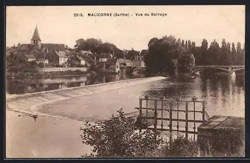 AK Malicorne /Sarthe, Vue du Barrage