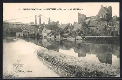 AK Beaumont-sur-Sarthe, Barrage et Château