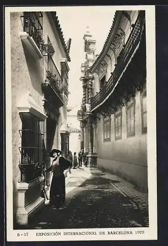 AK Barcelona, Exposicion Internacional 1929, Pueblo Espanol, Calle de las Bulas Palacio de Penaflor