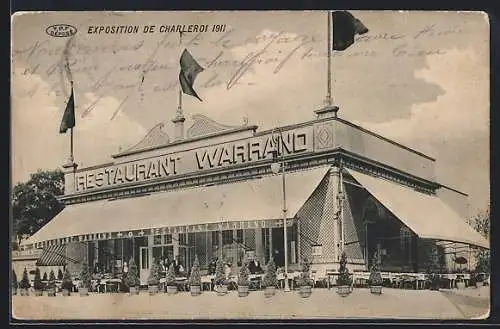 AK Charleroi, Exposition 1911, Restaurant Warrand