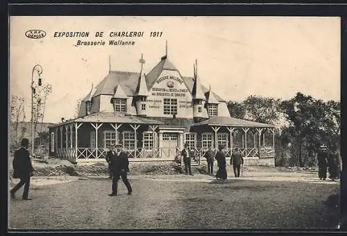 AK Charleroi, Exposition 1911, Brasserie Walonne