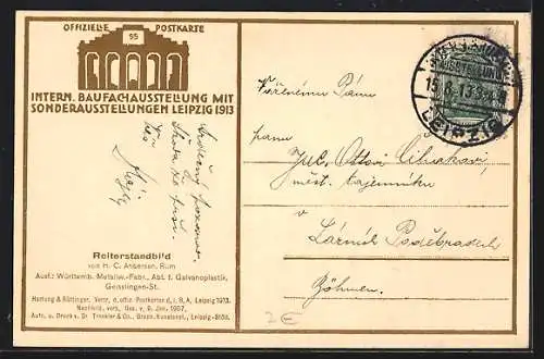 AK Leipzig, Intern. Baufachausstellung 1913, Reiterstandbild in Rom