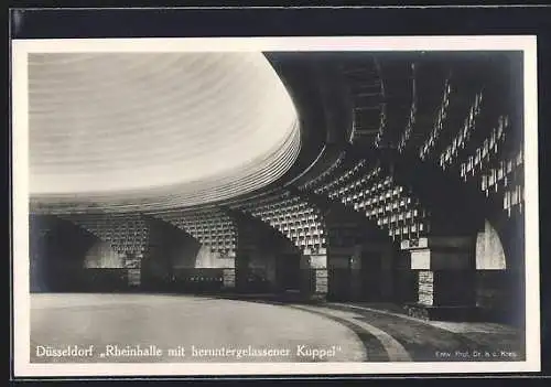 AK Düsseldorf, grosse Ausstellung 1926, Rheinhalle mit heruntergelassener Kuppel