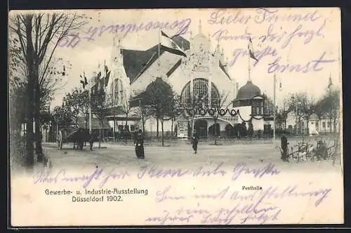 AK Düsseldorf, Industrie- & Gewerbe-Ausstellung 1902, Festhalle