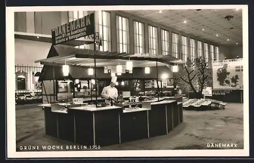 AK Berlin, Grüne Woche 1958, Dänemark, Ausstellung