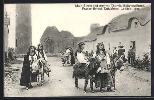 AK London, Franco-British Exhibition 1908, Main Street and Acien Church, Ballymaclinton