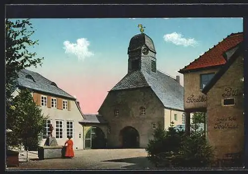 AK Leipzig, Internationale Baufachausstellung mit Sonderausstellungen 1913, Dorfkirche und Schule