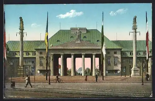 AK Leipzig, Int. Baufachausstellung 1913, Eingang an der Reitzenhainer Strasse