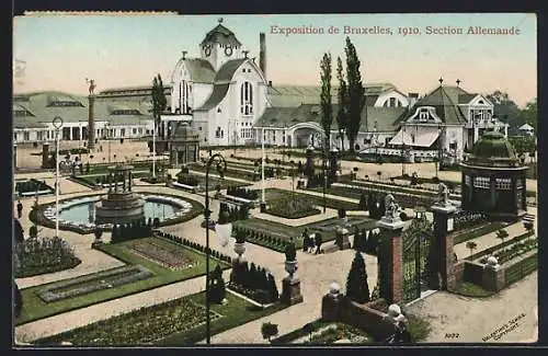 AK Bruxelles, Exposition 1910, Section Allemande, Parkanlagen des deutschen Pavillons