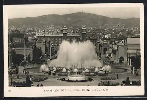 Foto-AK Barcelona, Exposicion Internacional 1929, Springbrunnen