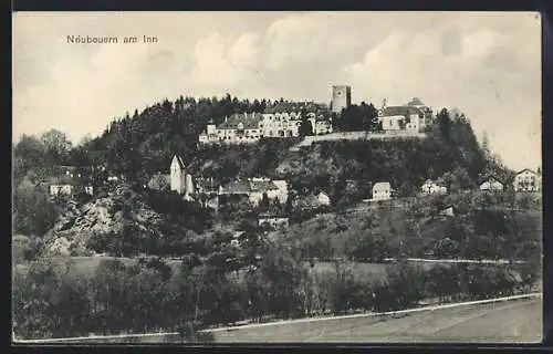 AK Neubeuern am Inn, Teilansicht mit Burg