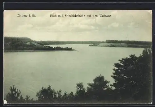 AK Lindow /Mark, Blick v. d. Friedrichshöhe auf den Wutzsee