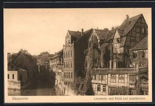 AK Hannover, Leinearm und Blick auf Inselbrücke