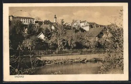 AK Dachau, Ortsansicht mit Blick auf den Fluss