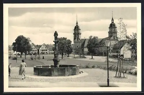 AK Freudenstadt, Marktplatz mit Stadtkirche