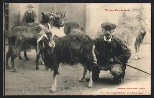 AK Les Pyrénées, Le Chevrier et son Troupeau, Ziegenzüchter mit seinen Tieren