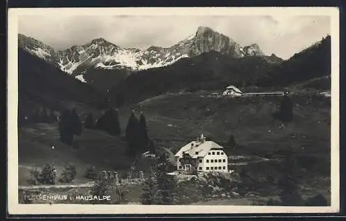 AK Plöckenhaus von der Hausalpe aus gesehen, Aussicht auf die Berghütte