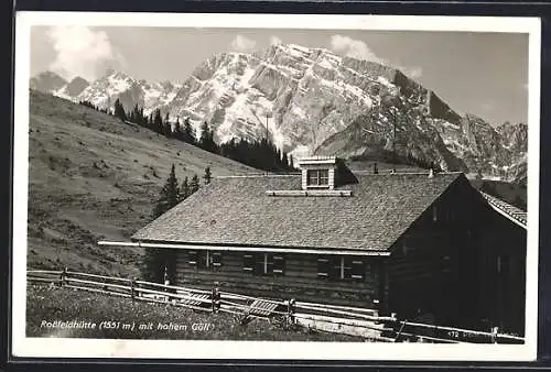 AK Rossfeldhütte mit hohem Göll