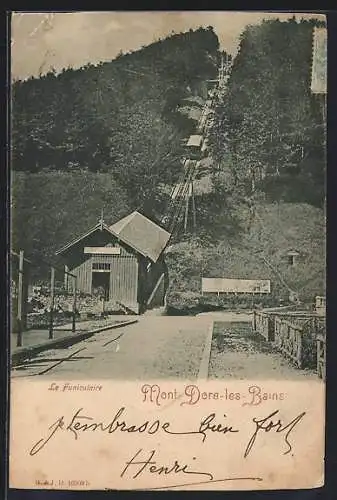 AK Mont-Dore-les-Bains, Le Funiculaire, Bergbahn-Talstation