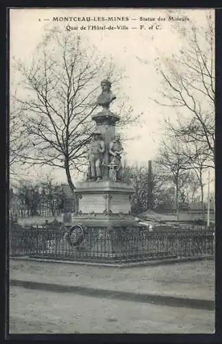 AK Montceau-les-Mines, Statue des Mineurs