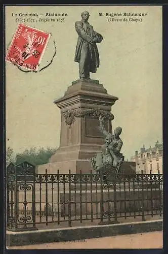 AK Le Creusot, Statue de M. Eugène Schneider