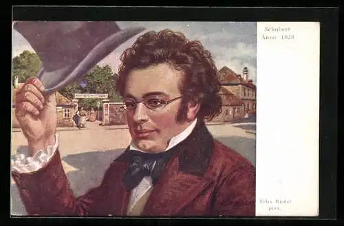 Künstler-AK Franz Schubert anno 1828