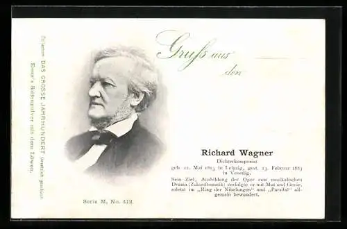 AK Richard Wagner, Dichterkomponist, im Portrait