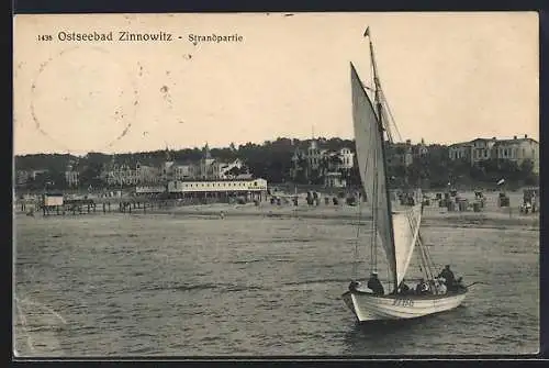 AK Zinnowitz /Ostsee, Strandpartie vom Wasser aus