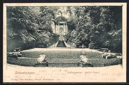AK Schwetzingen, Schlossgarten, Apollo-Tempel