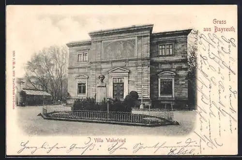 AK Bayreuth, Villa Wahnfried mit Büste