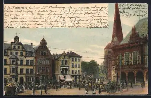 AK Bremen, Marktplatz mit Rathaus