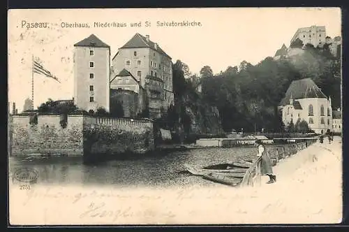 AK Passau, Oberhaus, Niederhaus u. St. Salvatorskirche