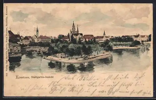 AK Konstanz, Stadtgarten-Ansicht aus der Vogelschau