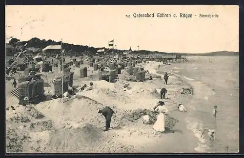 AK Göhren /Rügen, Partie am Strand